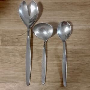 3 Piece WMF Cromargan Laurel German Serving Spoons Fork Ladle Soup 18/10